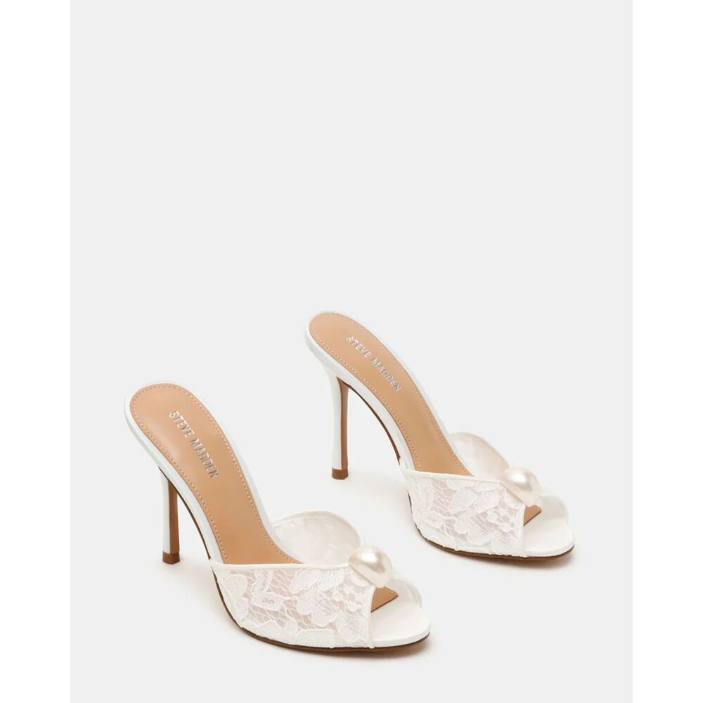 NEVER WORN Steve Madden Size 8 Priya Pearl White Lace Heels